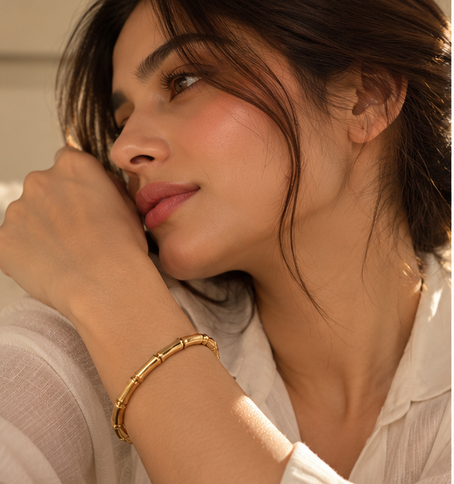 Vioras Bamboo Link Bracelet – Gold