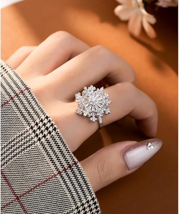Vioras Snowflake Crystal Spinner Ring