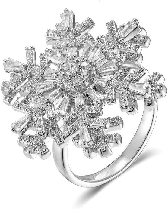 Snowflake Crystal Adjustable Ring