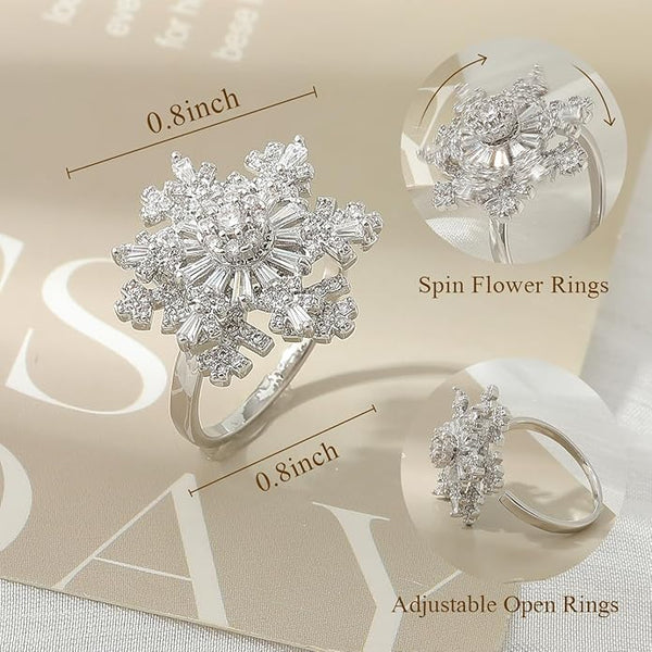 Snowflake Crystal Adjustable Ring
