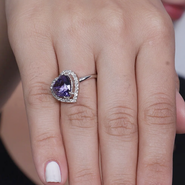 Viora Heart-Shaped American Diamond Ring - Lavender