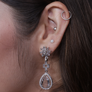 Viora’s Rhodium Plated American Diamond Earring Set