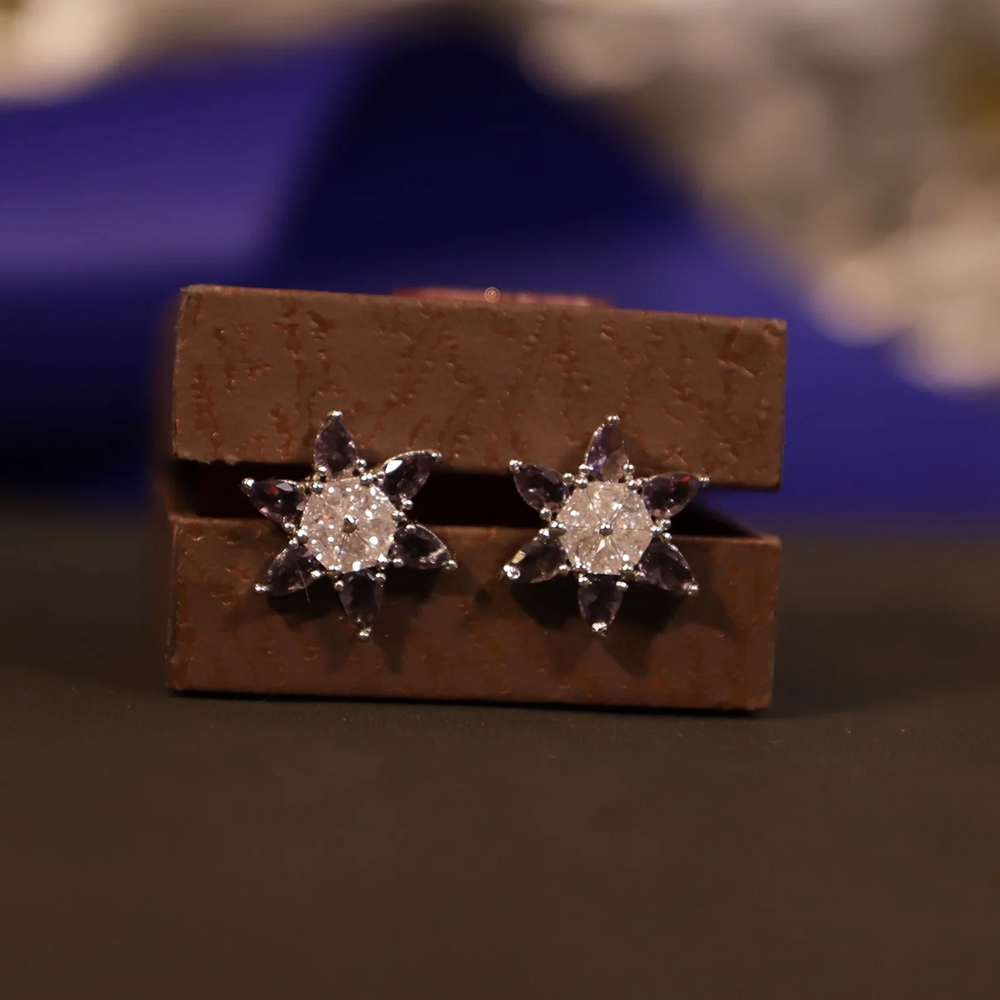 Viora's Lavender Rhodium Plated Earring Set