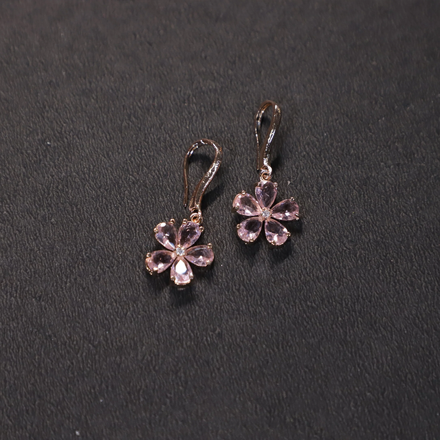 Vioras Rose Pink American Diamond Earring Set