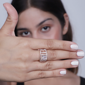 Rose Gold American Diamond Ring - Adjustable Size