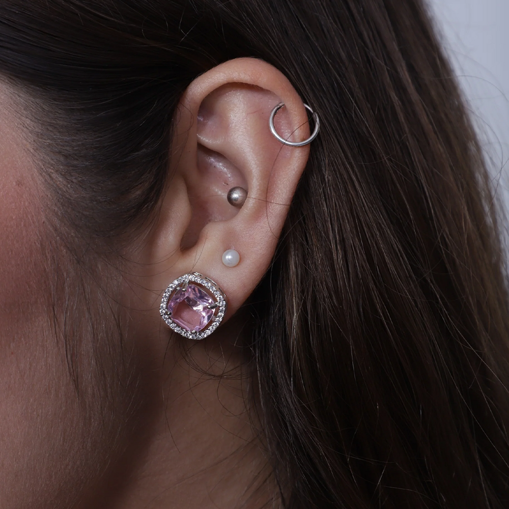 Viora’s Pink American Diamond Stone Earrings