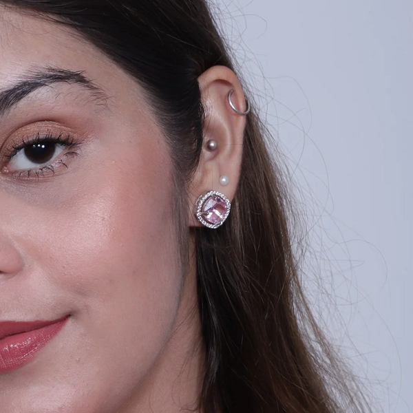 Viora’s Pink American Diamond Stone Earrings