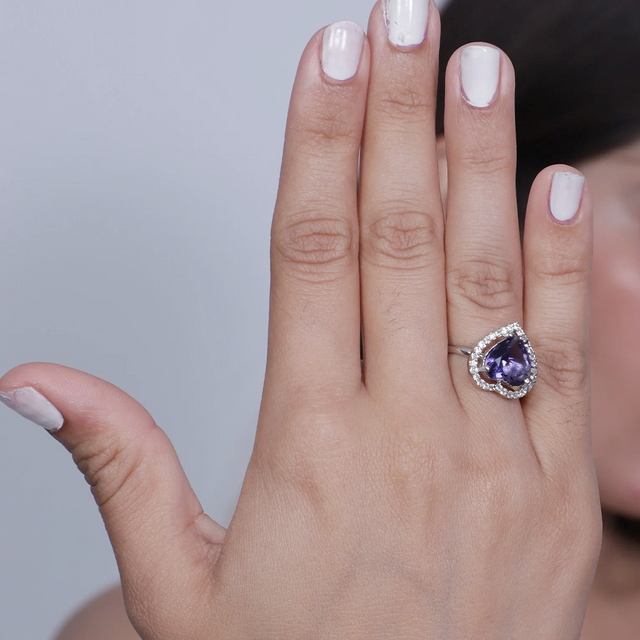 Vioras Heart American Diamond Ring – Lavender