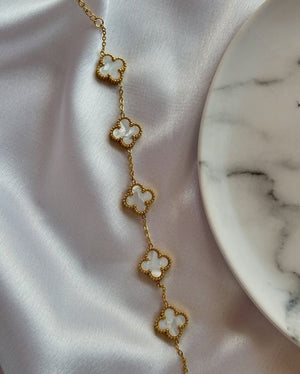 BLACK AND WHITE CLOVER CHAIN BRACELET