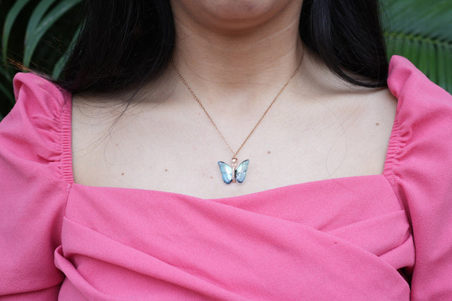 Vioras Blue Butterfly Pendant – Anti-Tarnish