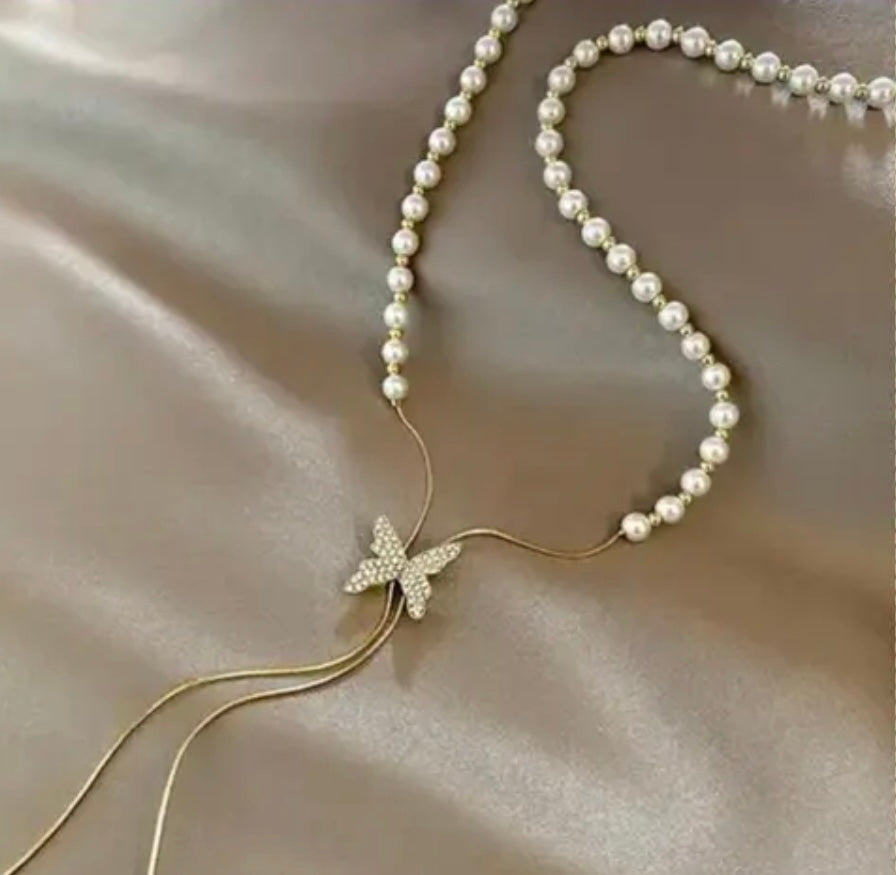 Trendy Long Butterfly Shaped Necklace For Women & Girls Gold-plated Plated Alloy Necklace