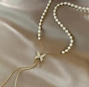 Trendy Long Butterfly Shaped Necklace For Women & Girls Gold-plated Plated Alloy Necklace