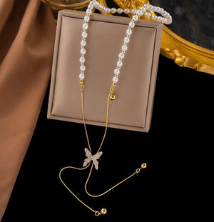 Trendy Long Butterfly Shaped Necklace For Women & Girls Gold-plated Plated Alloy Necklace