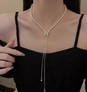 Trendy Long Butterfly Shaped Necklace For Women & Girls Gold-plated Plated Alloy Necklace