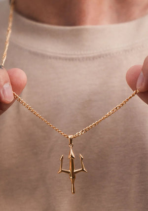 Golden Trident Pendant Necklace