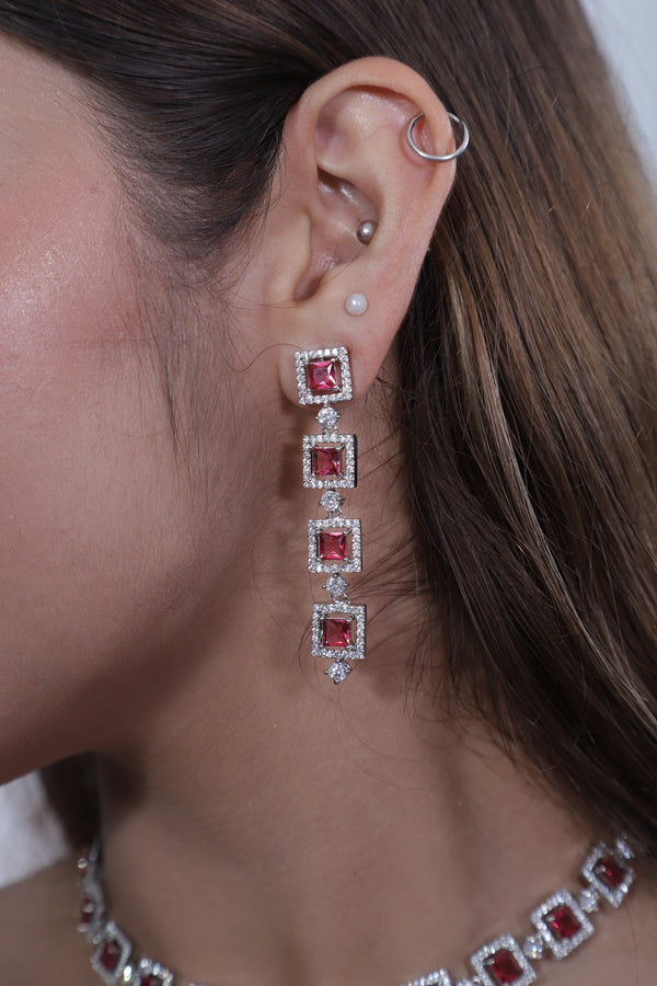 Viora’s Silver Plated Wine Color American Diamond Set