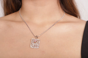 Viora's Pink Stone with American Diamond Pendant Set