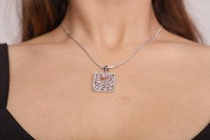 Viora's Pink Stone with American Diamond Pendant Set