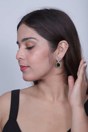 Viora’s Green Rhodium Plated Earring Set