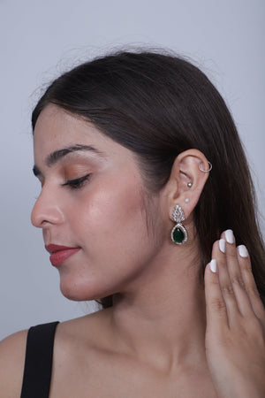 Viora’s Green Rhodium Plated Earring Set