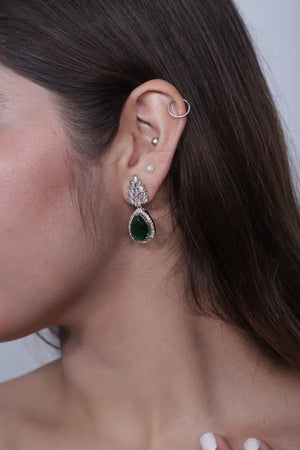 Viora’s Green Rhodium Plated Earring Set