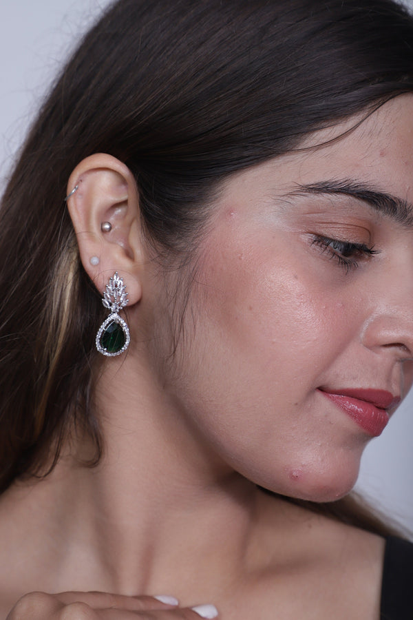 Viora’s Green Rhodium Plated Earring Set
