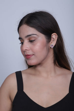Viora’s Pink American Diamond Stone Earrings