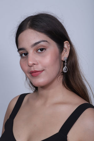 Viora’s Rhodium Plated American Diamond Earring Set