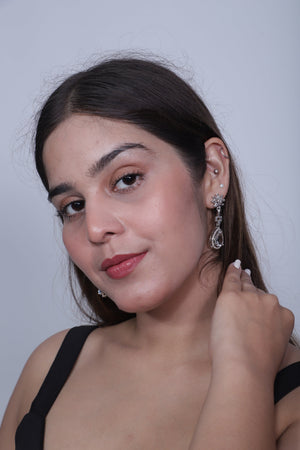 Viora’s Rhodium Plated American Diamond Earring Set