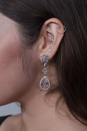 Viora’s Rhodium Plated American Diamond Earring Set