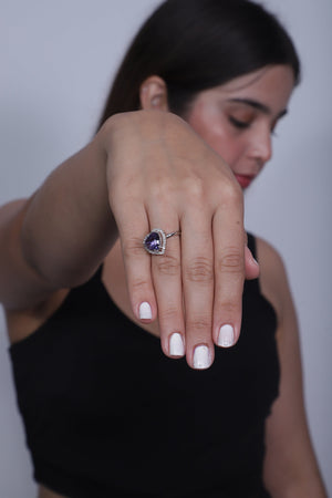 Viora Heart-Shaped American Diamond Ring - Lavender