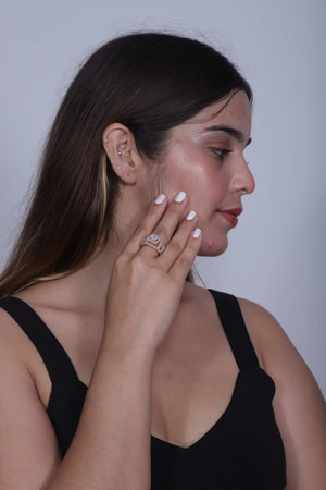 Rose Gold American Diamond Ring - Adjustable Size