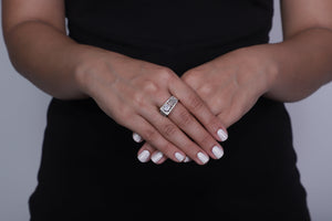 Viora Rhodium-Plated American Diamond Ring