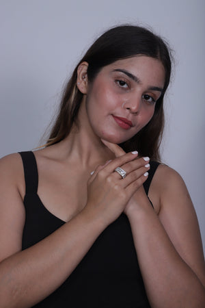 Viora Rhodium-Plated American Diamond Ring