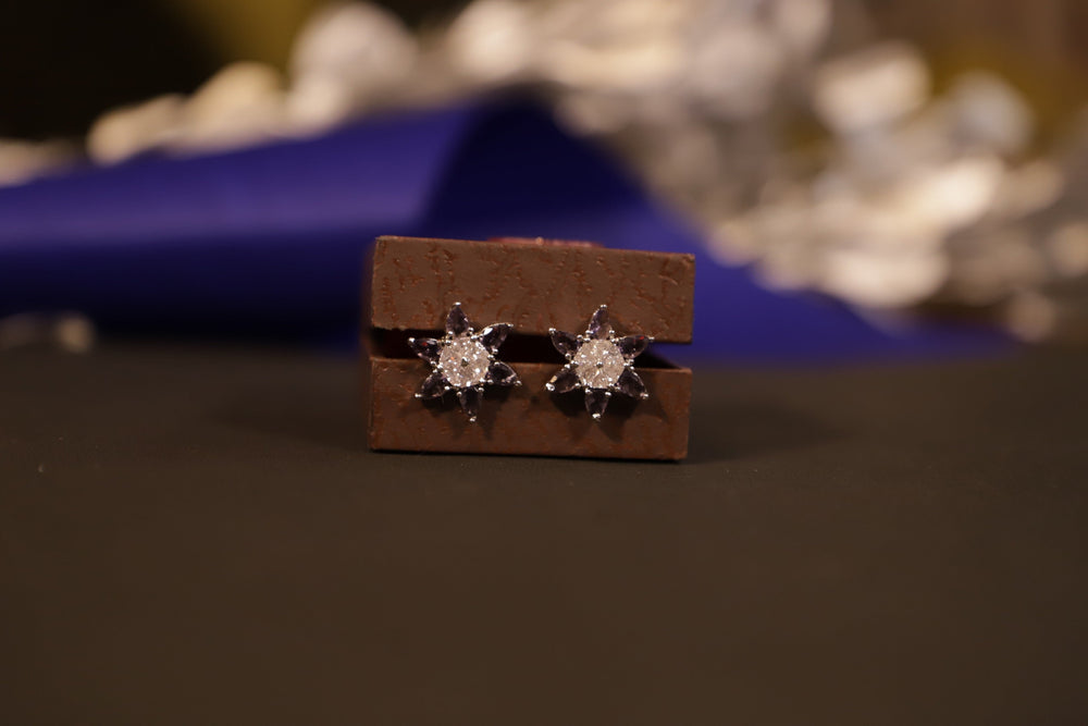 Viora's Lavender Rhodium Plated Earring Set