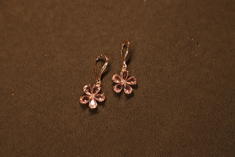 Viora’s Rose Pink American Diamond Earring Set