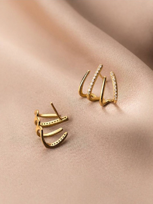 Multi Earring Effect Claw Stud Korean Earrings