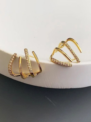 Multi Earring Effect Claw Stud Korean Earrings