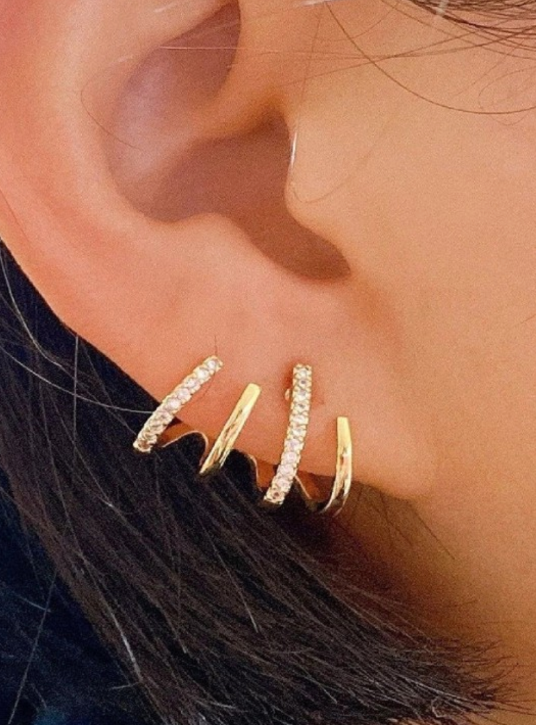 Multi Earring Effect Claw Stud Korean Earrings