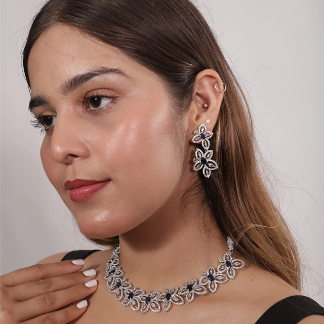 Vioras Blue Star American Diamond Set