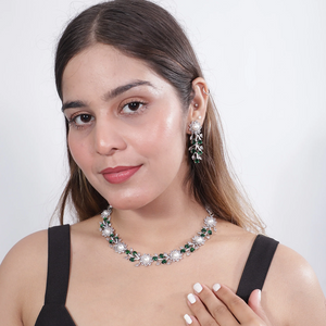 Viora’s Green American Diamond Set with Pearl
