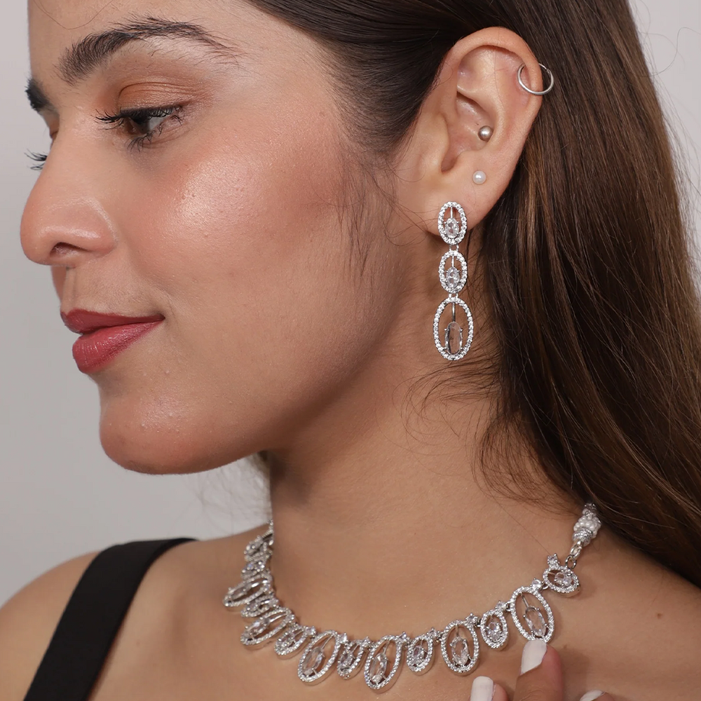 Viora’s Rhodium Plated American Diamond Set
