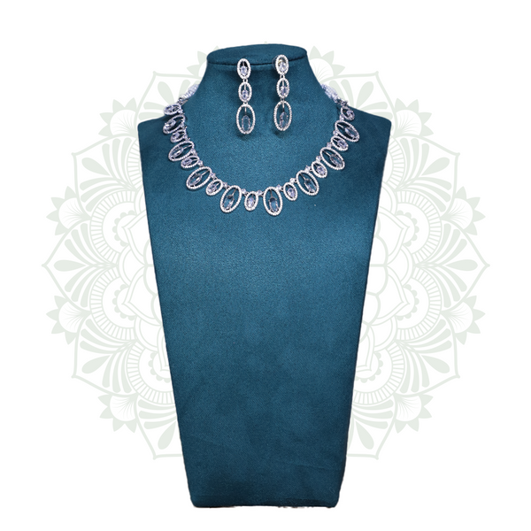 Viora’s Rhodium Plated American Diamond Set