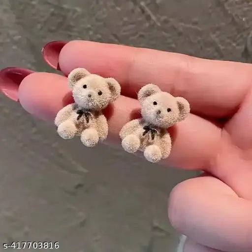 teddy bear earrings korean earrings earrings for women girls western earrings Alloy Stud Ear